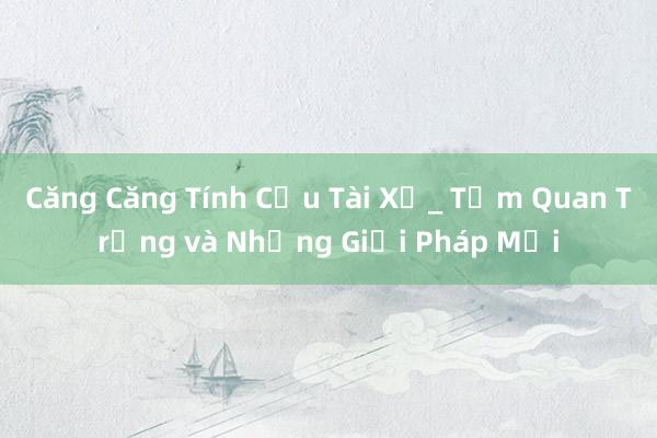 Căng Căng Tính Cứu Tài Xử_ Tầm Quan Trọng và Những Giải Pháp Mới